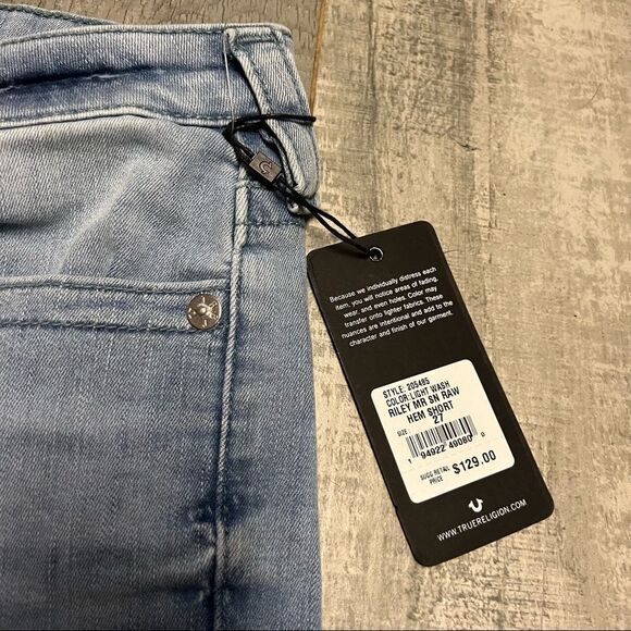 True Religion Riley Cut Off Bermuda Denim Long Jean Shorts Jort 27 4 - Picture 7 of 8